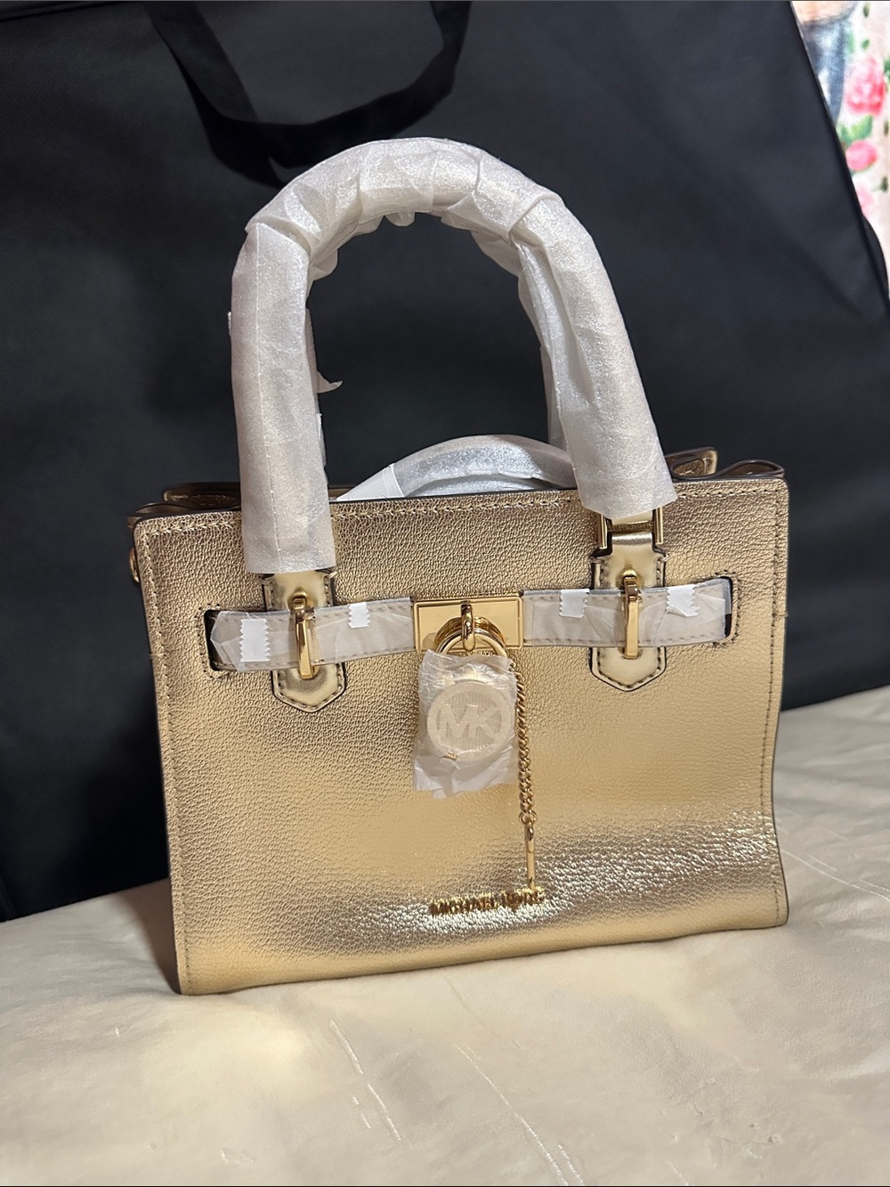 Michael Kors Metallic Gold Leather Satchel - Picture 1 of 1